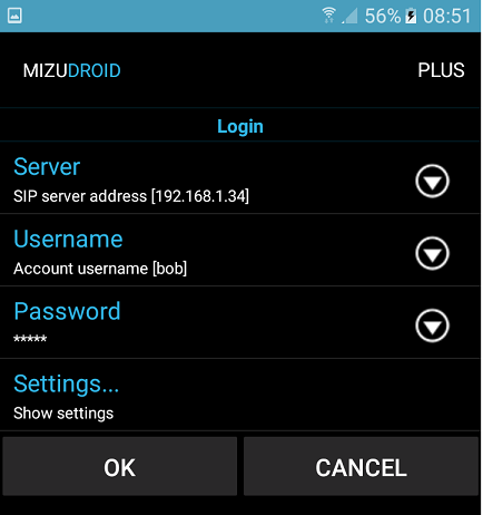 Configurer mizudroid