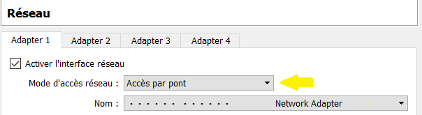 VirtualBox : accès réseau