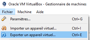 VirtualBox : exporter un appareil virtuel