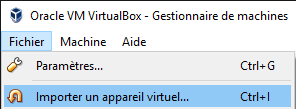 VirtualBox : importer un appareil virtuel