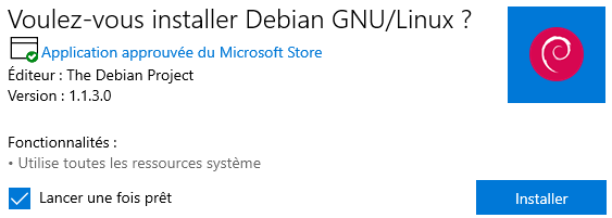 WSL : installer Debian